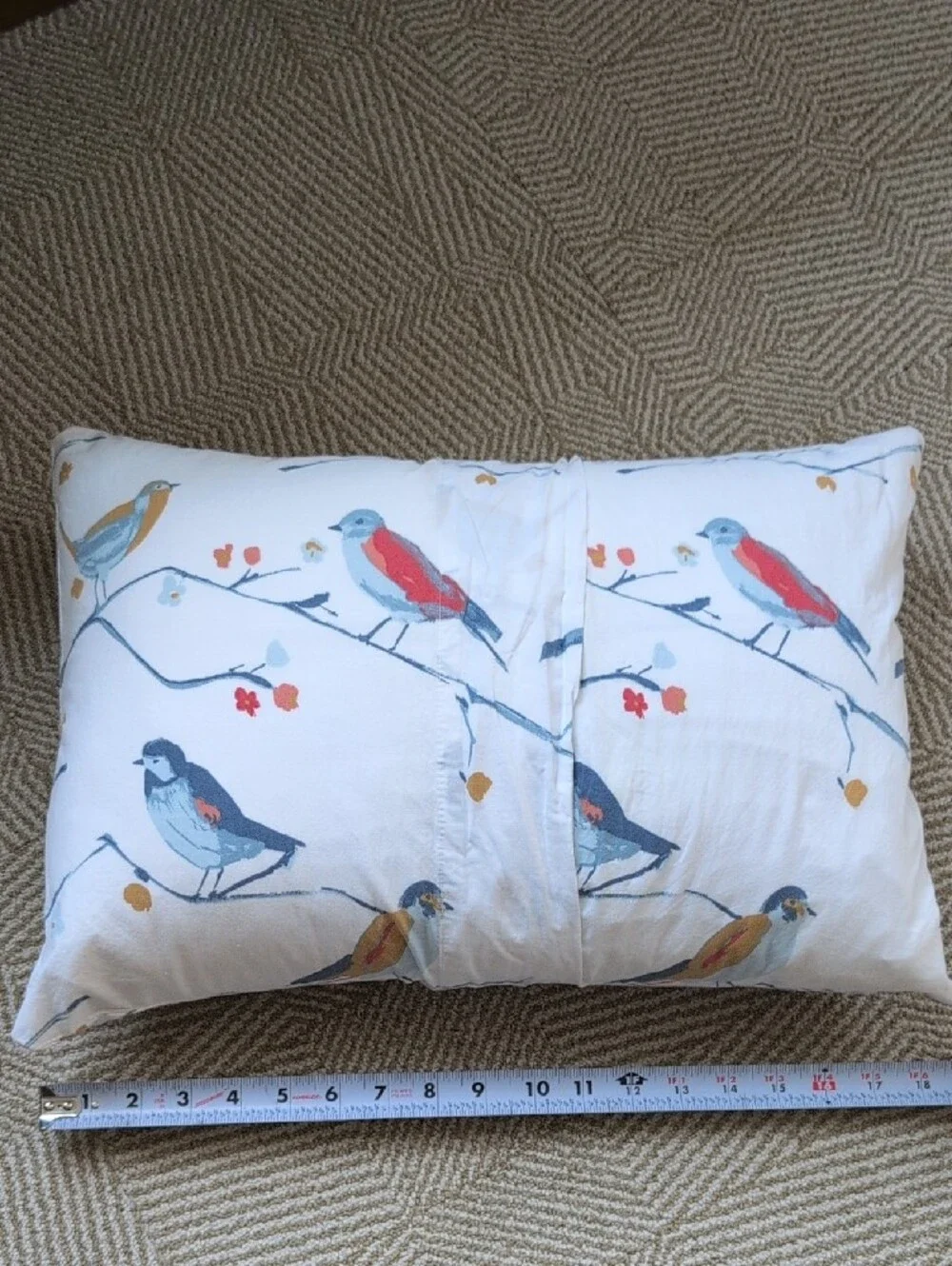 Garnet Hill Bluebird Organic-Cotton Percale Down Throw Accent Pillow Floral